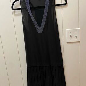 Aqua Black Midi Dress with Silver Accents